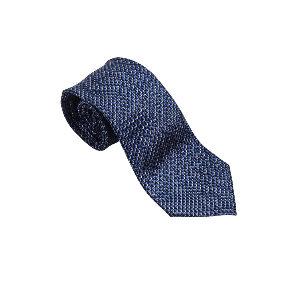Ermenegildo Zegna Silk Tie Mens Blue Geometric Pattern Made in Italy Luxury 3.75